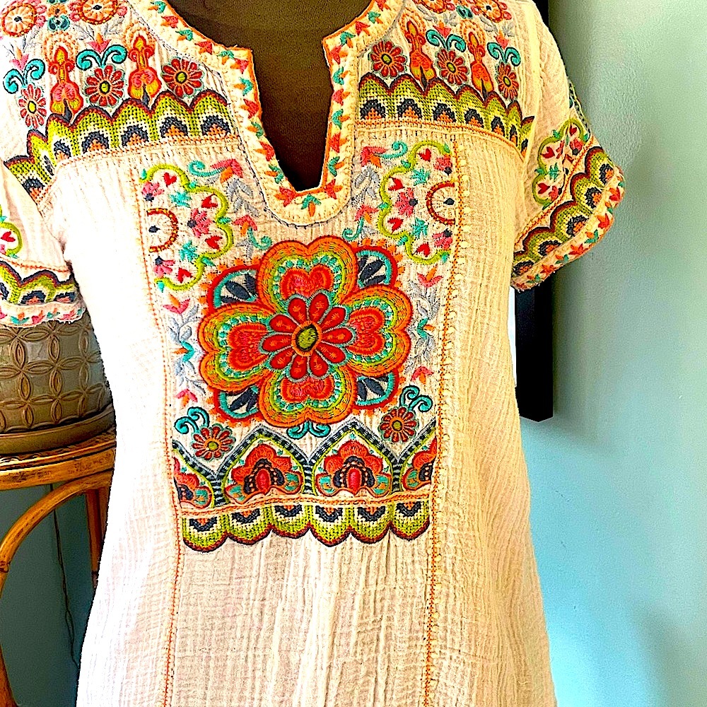 Johnny Was size medium blush color cotton tunic.
